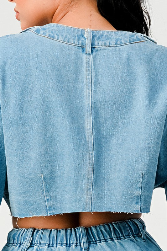 #FollowMyLead - Crop Asym Denim Jacket