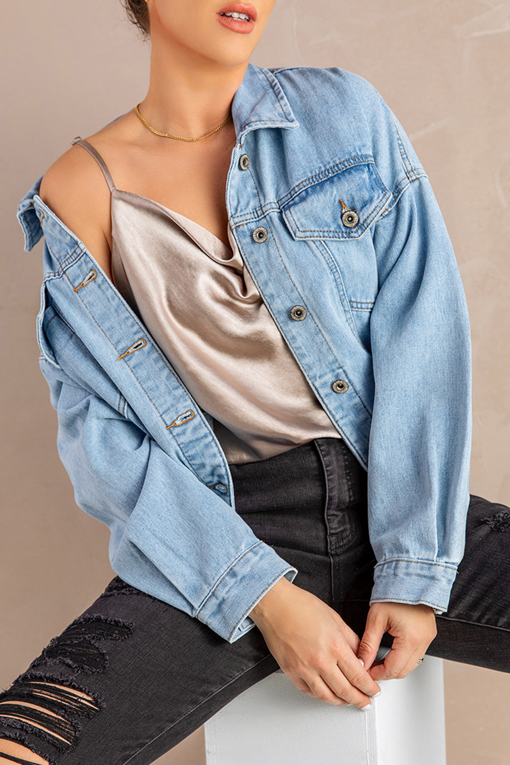 #HighNoon - Dropped Shoulder Denim Jacket