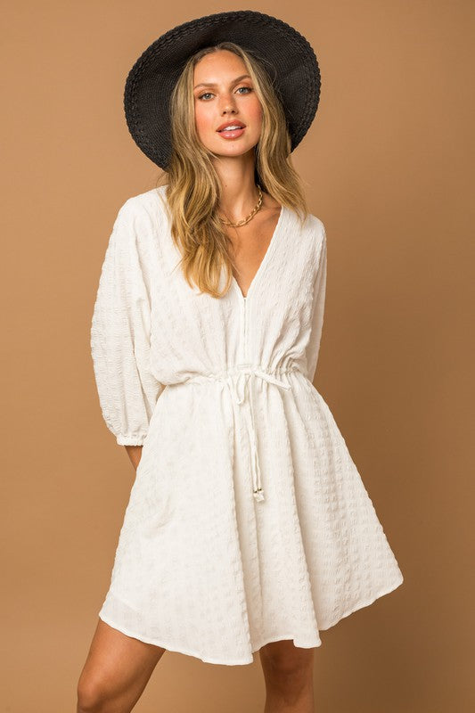 #SoSweetIWantToBarf - Blouson Seersucker Batwing Dress