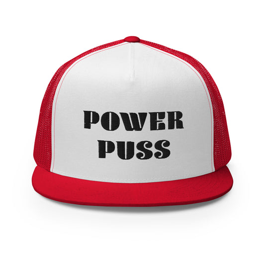 #PowerPuss - Embroidered Canvas Trucker Hat