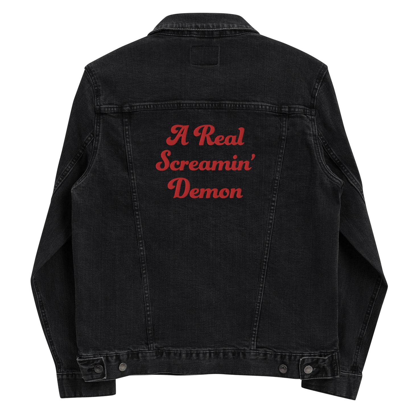 #ARealScreaminDemon - Gender Neutral Embroidered Denim Jacket