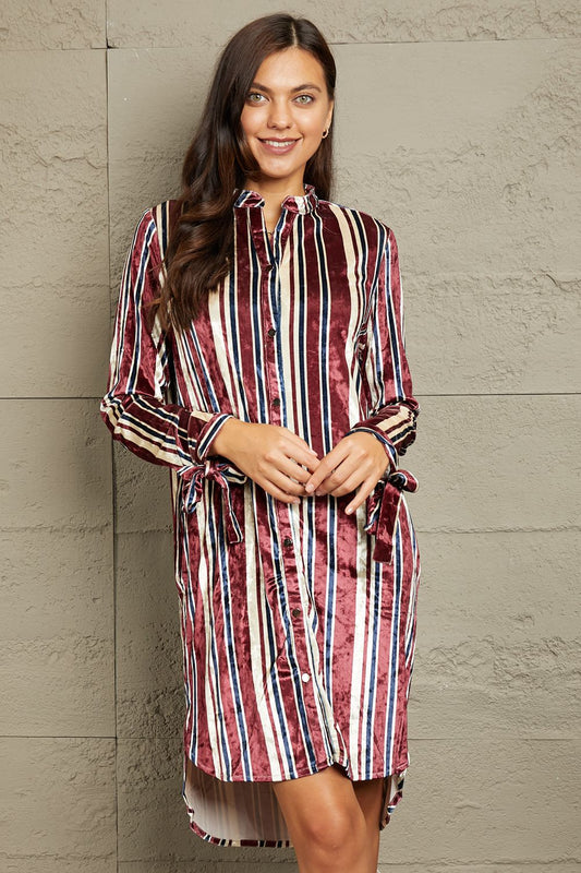 #IBite - Striped Velvet Dress with Pockets